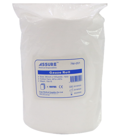 Assure Gauze Roll, mesh 19x15, 36x100 yards-4ply Polybag